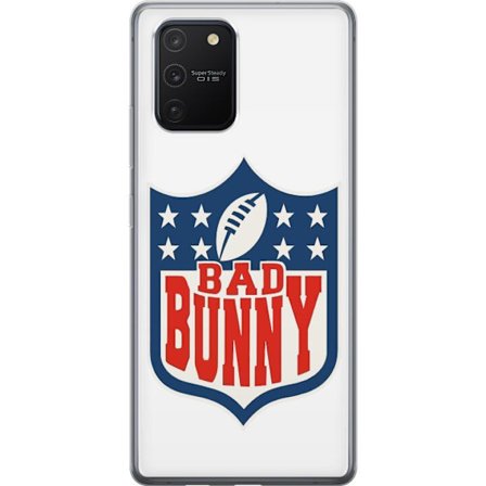 Kompatibel Mobilcover til Samsung Galaxy S10 Lite Bad Bunny rød grafisk plakat med portræt og typografi i latinamerikansk popdesign
