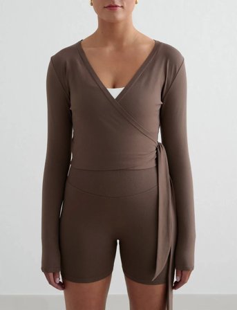 aim ́n Shape Seamless Wrap Long Sleeve - Brown - L