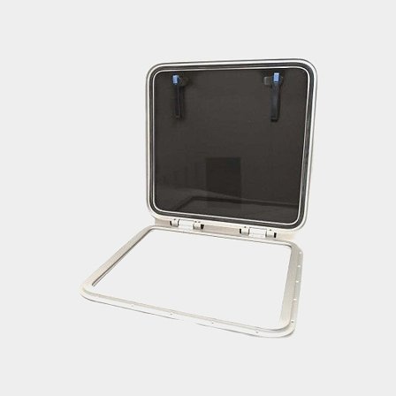 Kansiluukku Gebo Skylight Standard, kitkahengillä, 180°, 200 x 200 mm (asennusaukko), 250 x 260 mm (ulkokoko), hopea/harmaa