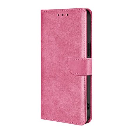 Fodral för iPhone 14plus rosa flip läder anti fall kortplats i lager