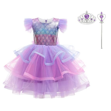 Sjöjungfru Ariel prinsessa flicka klänning cosplay kostymer för baby sjöjungfru klä upp barn Halloween bröllop kläder barnklänningar