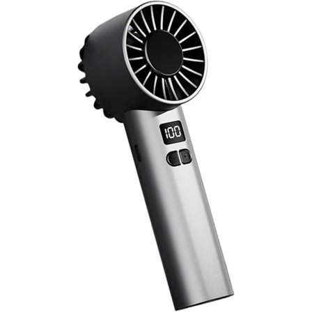 Bærbar Håndholdt Ventilator Genopladelig Mini Ventilator 100 Hastigheder LED Display USB Opladning Personlig Køleventilator Grå