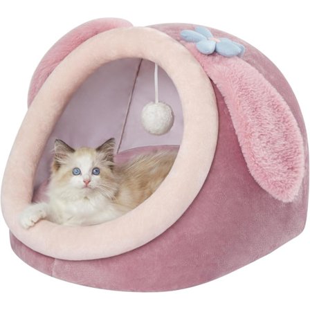 Sød Kattehule, Indendørs Kattekurv, Katteseng M (38 cm x 37 cm x 32 cm), Katteseng med Vaskbar og Aftagelig Pude