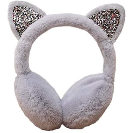 Girls Earmuffs Sequins Cute Cat Ear Muffs In Colorful Plush Warm Design