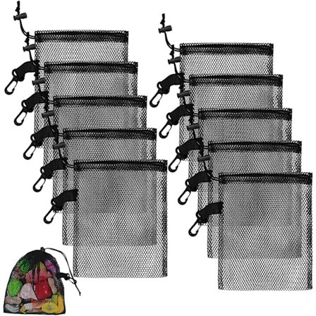 10-pak Nylon Mesh Snørelukningsposer, Bærbare Mesh Snørelukningsposer, Golfposer, Velegnet til Legetøj, Svømning, Rejser og Opbevaring