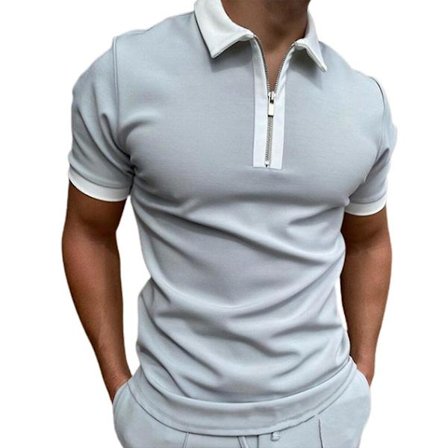 Mænds Polo Shirt Kortærmet Sommer Lynlås Krave Golf Toppe