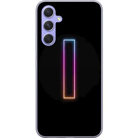 Kompatibel Mobilcover til Samsung Samsung Galaxy A54 Minimalistisk neonbogstav I i regnbuefarver mod mørk baggrund