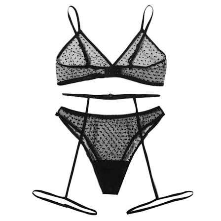 Svart erotiskt underklädesset sexigt i tre delar