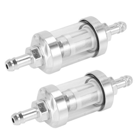 2X Universal Krom Glass Drivstoff Bensin råolje motor Inline Filter 5/16 tommer 8mm Sølv for Motorc [DB]