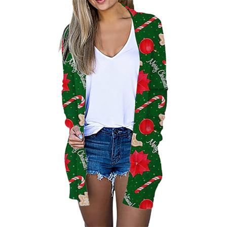 Långärmad Printed Med Snöflinga För Damer