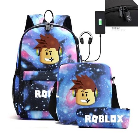 Roblox Rygsæk USB Opladning Rygsæk til mænd og kvinder Tredelt Stjerneklar Himmelsmodel A