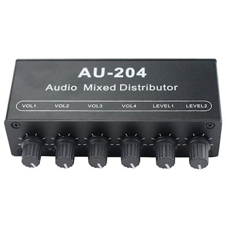 Stereo Mixer Audio (2 Indgange 4 Udgange) Fire Hovedtelefoner Eller Eksterne Forstærkere Volumenkontrol
