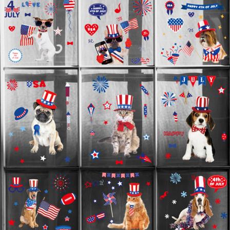 CDQ 4 juli Amerikanska patriotiska hund katt fönsterdekaler 9 ark,