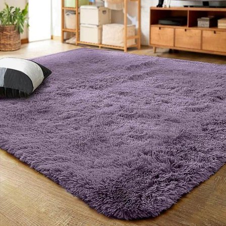 Mjuk fluffig matta modern lurvig sovrumsmatta för barnrum barnrum matta golvmatta, lila, 80×120cm