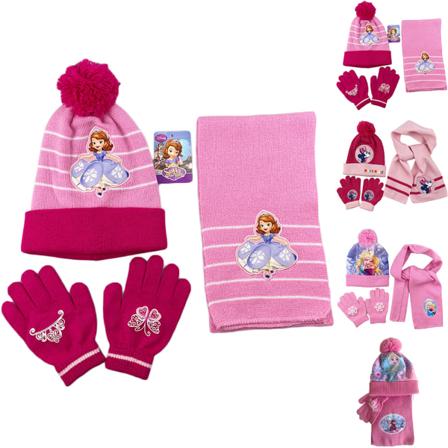 Vintermössa, Vantar och Halsduk med Cartoon-Motiv för Pojkar och Flickor C