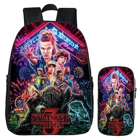 T006#stranger Things 3 Børne Skoletaske Sæt Skoletaske + Penalhus
