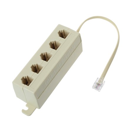 RJ11 Adapter 6P4C 1 hane till 5 hona splitter telefonkabel femvägsuttag