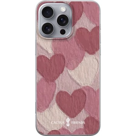 Kompatibelt Mobildeksel til Apple Apple iPhone 16 Pro Max Cactus and Friends - Blush Paper Hearts