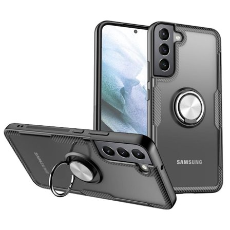 Samsung Galaxy S22 5G Hybrid skal med Finger Ring - Silver/Svart