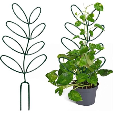 2-pak Små Klatrestativer til Potteplanter, 31,75 cm Bladformet Mini Klatrestativ i Metal, Indendørs Udendørs Plantestøtte
