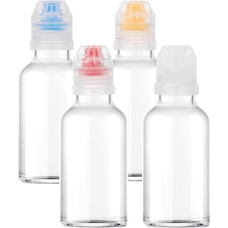 Krydderklemmeflaske, 4-pak Mini krydderflasker Gjenbrukbar plast Klemmeflaske med Flip Top Reise krydderbeholdere Dispenser for sirup, ketchup