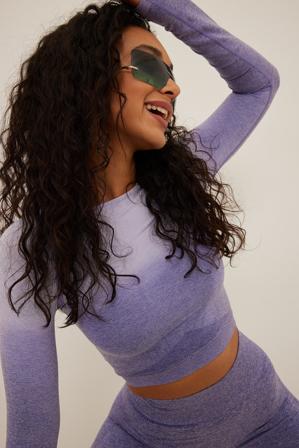 NA-KD Flow Top manches longues - T-shirts sportif - Violet - X-Small