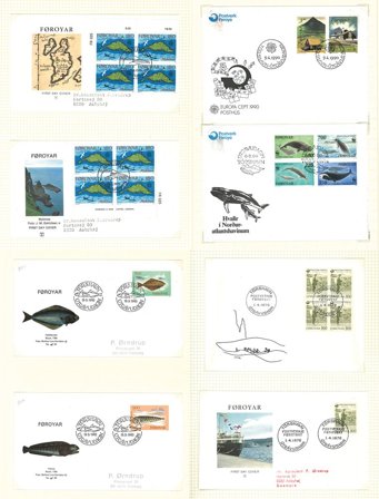 Færøerne frem til 1986 - Samling af FDC'er på løsealbumblade