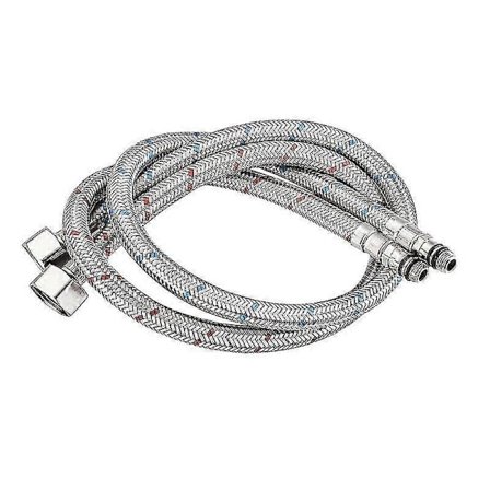 2 stk. (1/2 60cm) Erstatningsslange for fleksibel kjøkkenkran i rustfritt stål, rustfritt stål flettet slange, dobbel vanninntak rustfritt stål