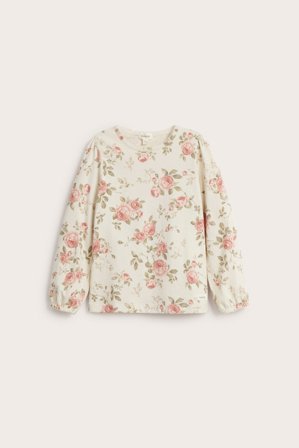 Newbie | Topp med blomprint | Ljusbeige