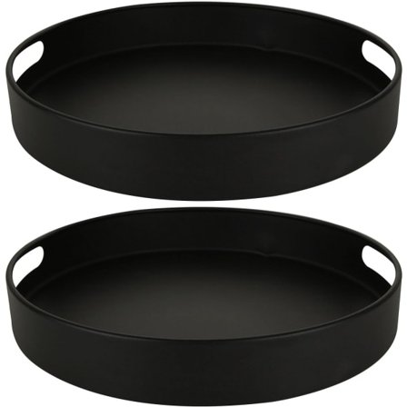 2-pakning Lazy Susan Dreiebrett, 360 Graders Roterende Krydderhylle for Skap Innvendig, Svart Karbonstål Krydderholder