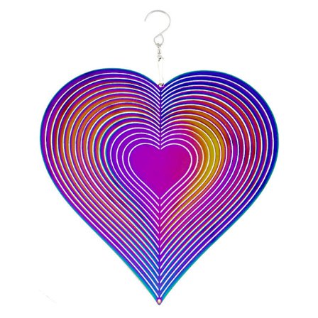 Värikäs tuulipyörre piha- ja puutarhakoriste 3d-sydän ruostef