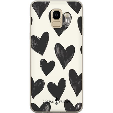 Kompatibel Mobilcover til Samsung Samsung Galaxy J6 Cactus and Friends - Bold Black Love Pattern