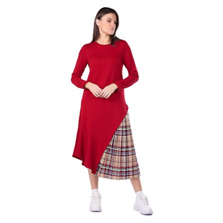 Veckad asymmetrisk damklänning M