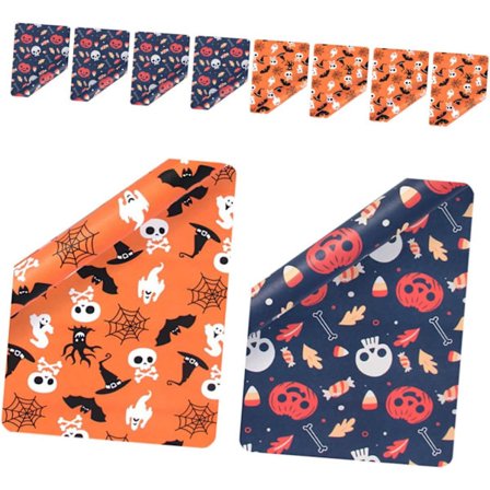 Halloween dekorations gavepapir - Halloween dekoration - 10 stykker Halloween gavepapir - Forskellige mønstre og designs - Perfekt til DIY pa...