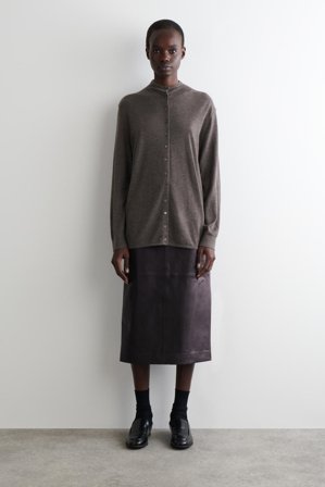 COS Women's Fine Cashmere Cardigan Sweater in Grey