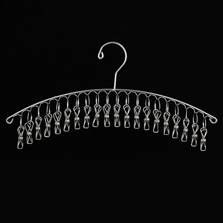 Vindtæt sokkeophæng i rustfrit stål med 20 klemmer til sokker, håndklæder, bh'er og undertøj