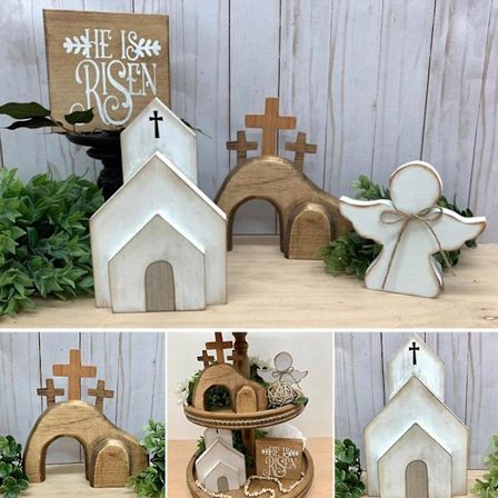 Påsk Jesus Gravbricka Bundle Kit Lagerbricka Dekoration