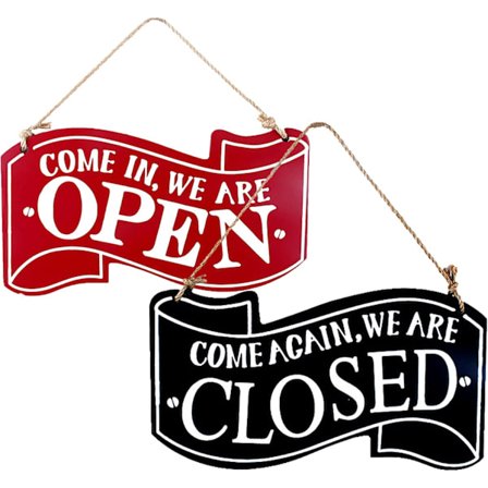 2 kpl Avoinna Suljettu -kyltti, Kaksipuolinen Avoinna Suljettu Puukyltti