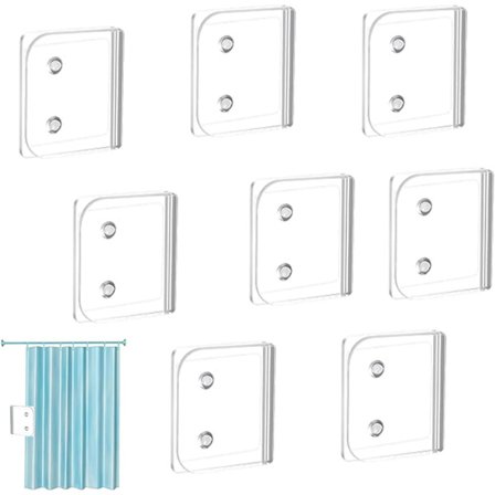 St Bruseforhæng Vægclips Selvklæbende Bruseforhæng Stopclips til Badeværelse Vandlækage Bruseforhæng