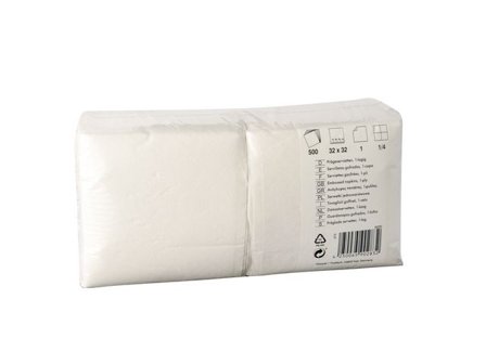 PAPSTAR Servett 1-lags 32x32cm vit 500/fp - Lyreco - Kök och servering - Servetter och dukar - Servett - 1-lagers