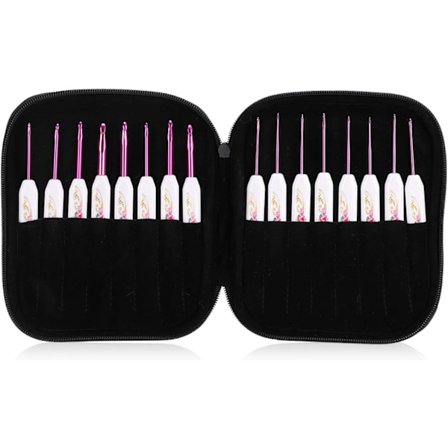 Alumiininen ompelu- ja neulontatyökalusarja, ergonominen DIY-virkkuukoukku, neulontaneulat, aloittelijan virkkaus, kudontalankasarja nivelrikkoisille 