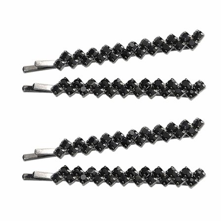 2 par strassklämmor i metall, glänsande hårklämma, kristallhårklämma-set (svart)