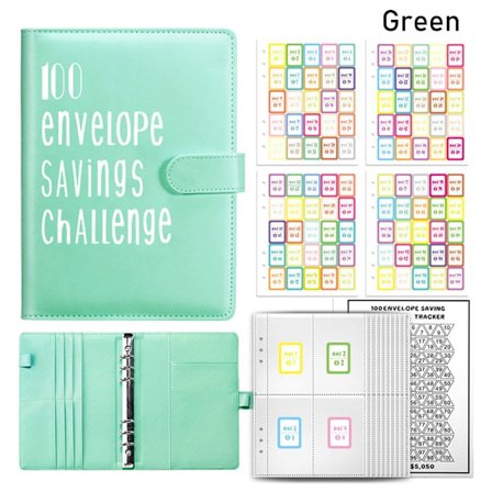 100 Days Envelope Challenge Binder Savings Challenge Book GREEN