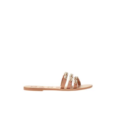 Manebí Slides with shell applique , Beige , Dames , Maat: 38 EU Slippers