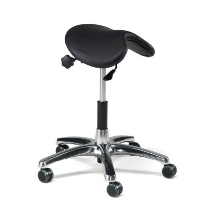 Saddle chair KINGSTON, H 510-720 mm, black leather