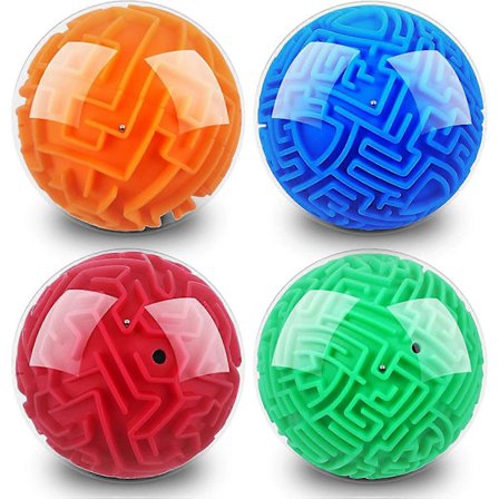 4 Stykker 3D Labyrint Ball Labyrint Puslespill Ball Magiske Hjernevrider Spill Sfære Pedagogiske Puslespill Leker Labyrint Puslespill Kube Ball for 