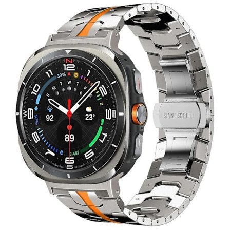 Til Samsung Galaxy Watch Ultra 47mm Butterfly Spænde Titanium Legering Urrem - Sort (FMY) Multicolor Titanium Orange