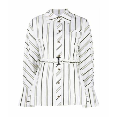Ganni Shirt With Striped Pattern Hvid, Dame Skjorter