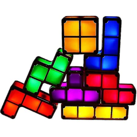 Tetris-pinojen yövalo, 7 osaa DIY LED 7 väriä 3D-palapeli induktiolla lukittavat pöytälamput valaistus DIY taikapalot kirkas valo lapsille ja 