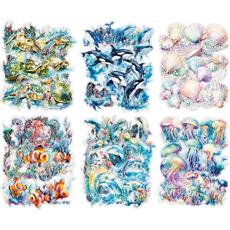 60 stycken skrapboksdekaler Havsdjur Estetiska dekaler PET Fotoalbumdekaler Skrapbokstillbehör för Bullet Journal och Kalender